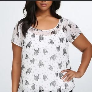 Torrid 4 chiffon top skull & star print
